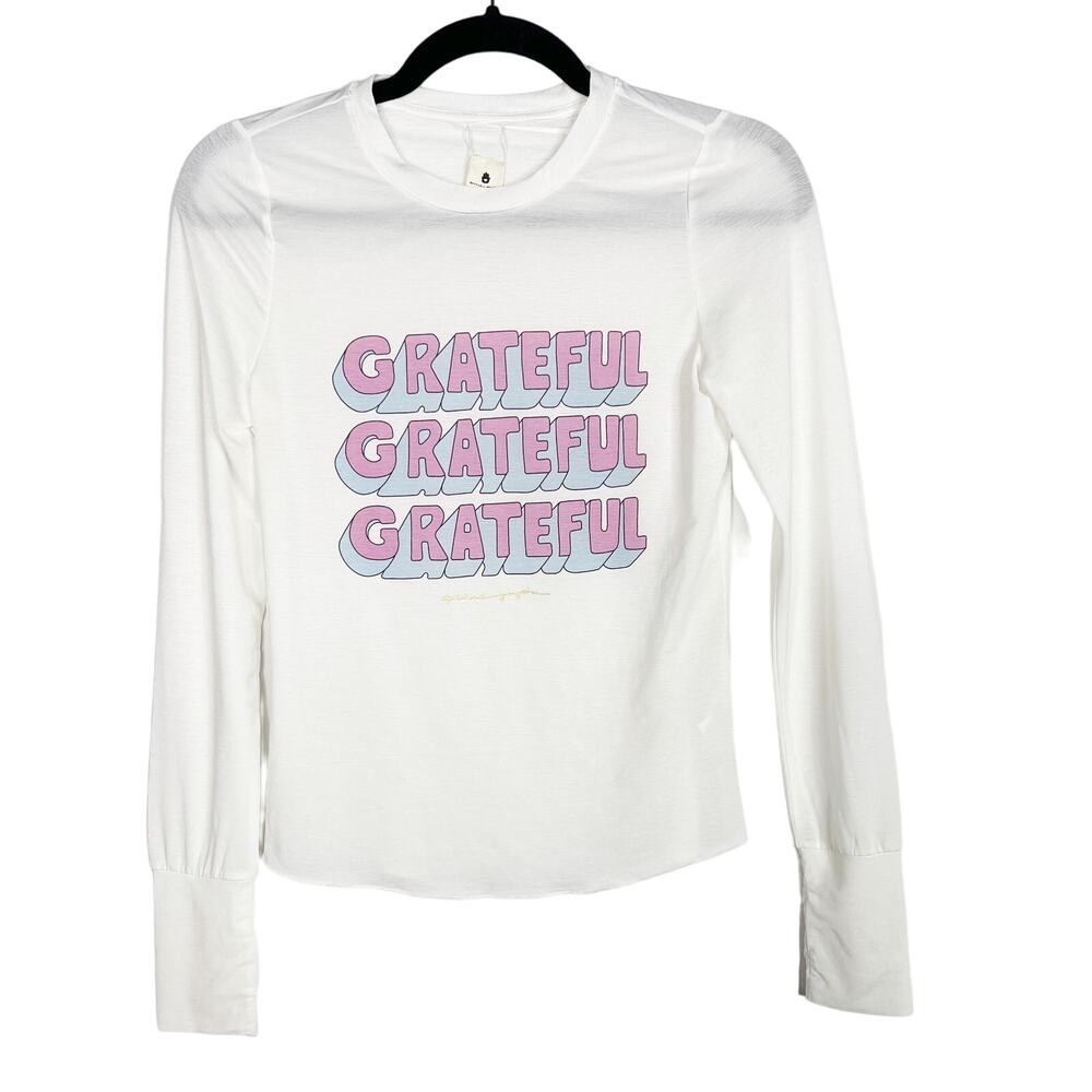 Spiritual Gangster XS White Grateful Lightweight Active Long Sleeve Tee Crew